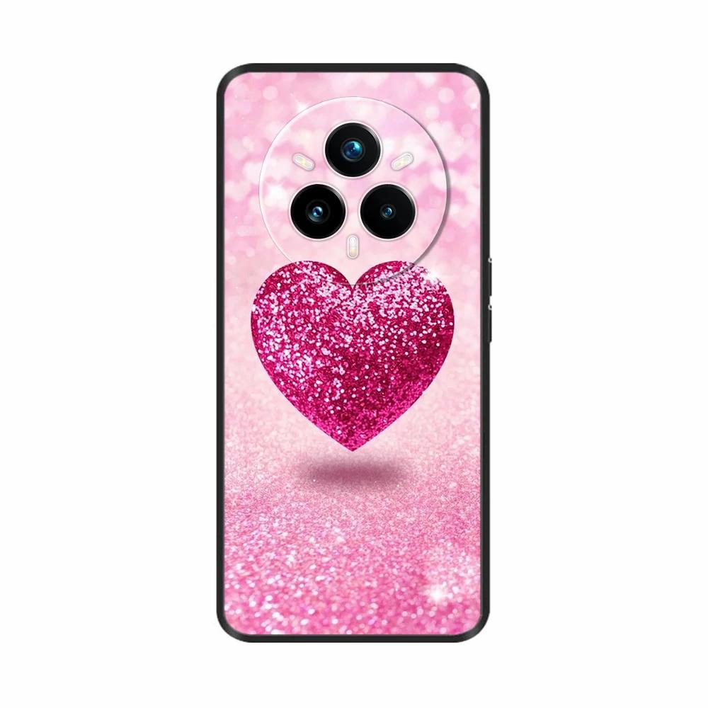 Für Realme 14 Pro Plus Hülle Rückseite Girly Mode Herz Blume Malerei Weiche TPU Hülle Fundas Für Oppo Realme 14 Pro+ Hüllen