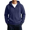 Men's Zip-Up Hoodie Jacket with Large Pockets Color Casual
