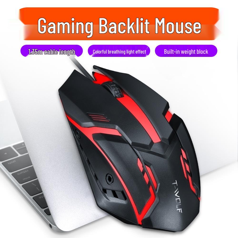 Thunderwolf V1 Wired USB Luminous Mouse for Desktop & Laptop