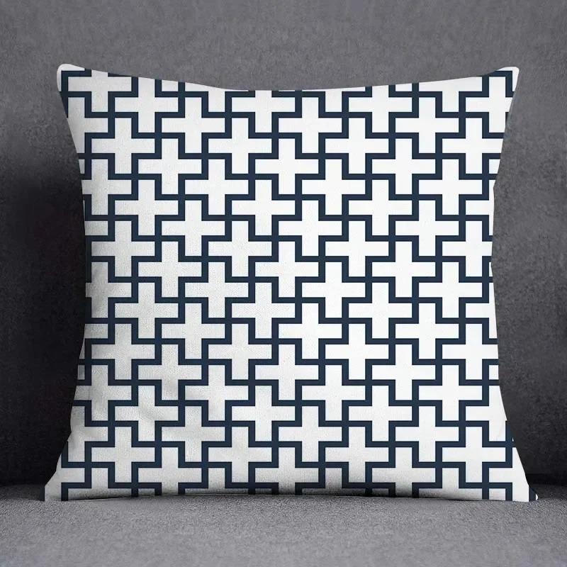 45x45CM Cushion Cover Geometric Pattern Polyester Blue Grey Pillowcase Sofa Cushion Throw Pillow Home Decor Pillowcase