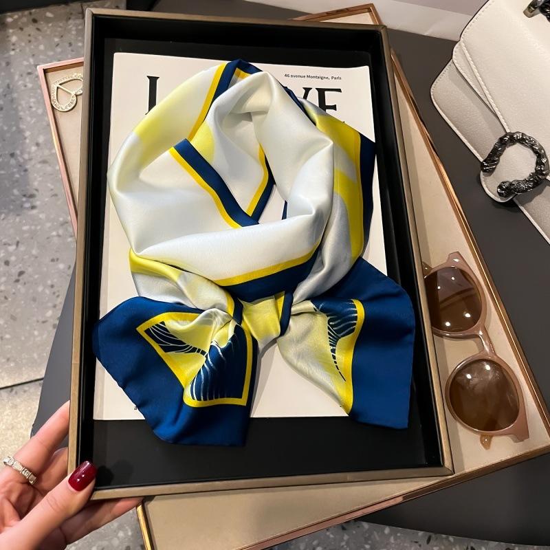 Satin high-end tied hair long silk scarf headband elegant and simple versatile hair band headband streamer hair accessories women's tied bag
