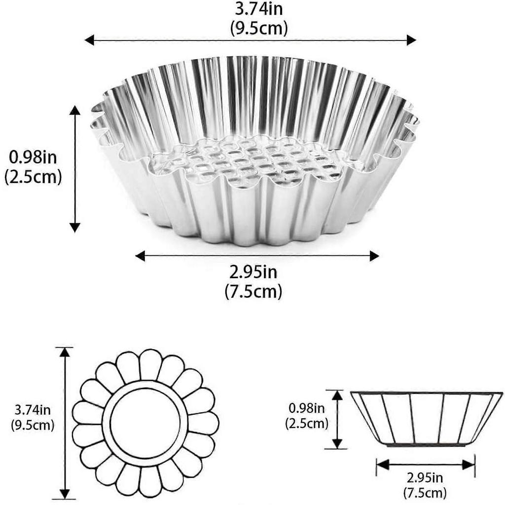 20 Packs Cupcake Mold, 3.8inch Stainless Steel Mini Pie Tartlet Cupcake Cake Muffin Mold Tin Pan Baking Tool