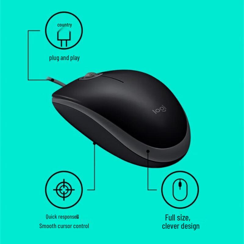 Logitech M110 Wired USB Silent Symmetrical Mouse
