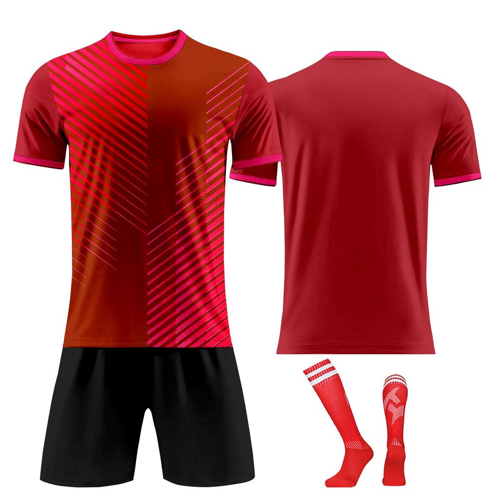 Heren Voetbalshirt Set Korte Mouw Shirt met Korte Broek en Sokken Ademend Sneldrogend Atletisch Uniform voor Training Wedstrijd Teamsport