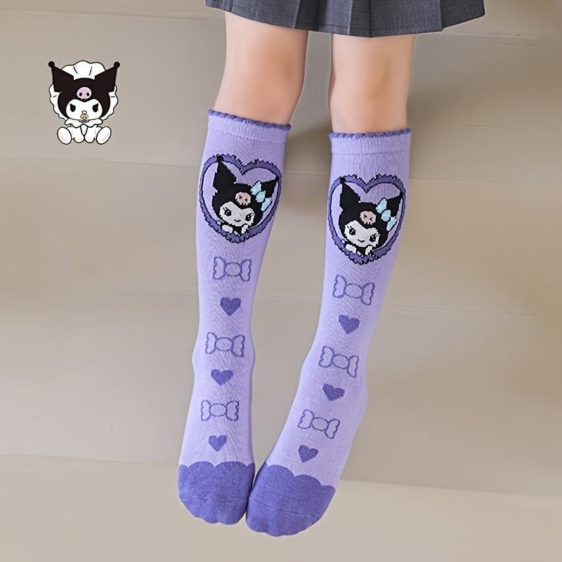Girls Stockings Cartoon Cute Pink Purple Warm Breathable Comfortable Soft Spring Autumn Winter School Daily Wear