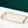 New Gold Handle Rectangular Tray Phnom Penh Multi-function Tea Cup Tray Luxury Style Plastic Storage Tray Home Kitchen Supplies
