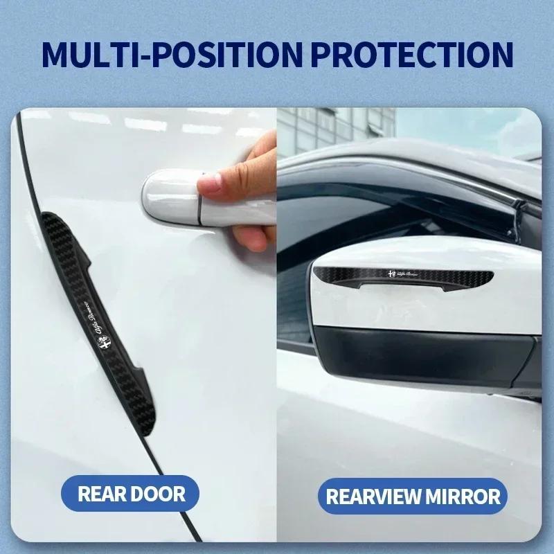 4pcs Carbon Fiber Look Car Door Protective Sticker For Alfa Romeo Giulia Stelvio Giulietta 156 159 147 Mito Tonale Brera Disco Khg156