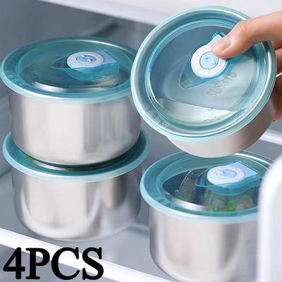 Multifunction Sealed Fresh Box Lunch Meal Prep Storage Round Bowl Stainless Steel Fresh-keeping Box Refrigerator Frozen Crisper