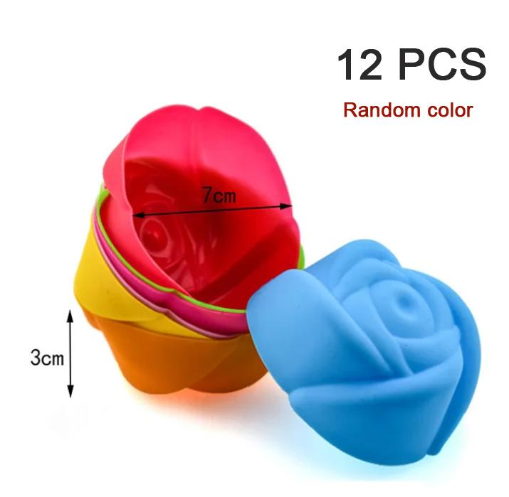 6/12PCS Silicone Muffin Molds Cup Cake Mold Round Cake DIY Baking Molds High Temperature Resistance Kitchen Baking Accessories