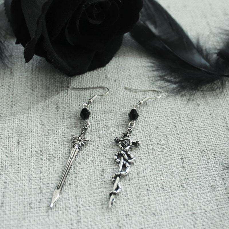 Gothic Sword Earrings Goth Earrings Gift for Women Asymmetrical Sword Dangle Earrings Christmas Halloween Party Ornament