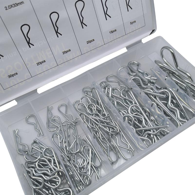 150Pcs Cotter Pin Set 2mm R-Clips Spring Connectors High Hardness Splint Pins for Car Repair DIY Handcraft Hardware Use