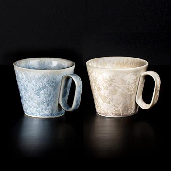 Hrnek s drátěným pouzdrem na fazole, který vydrží celý život, sada párových hrnků z kjótského keramiky s květinovým křišťálem, šálek kávy o objemu 240 ml v dárkové krabičce (Drátěné fazole) (Béžová/Gintoki)