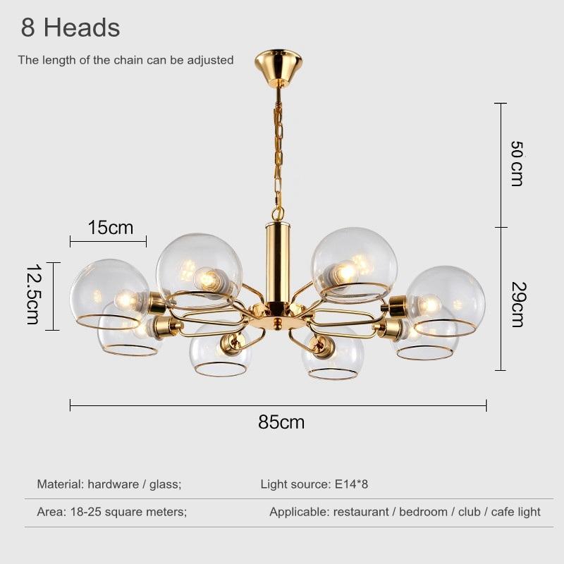 Modern Scandinavian Chandelier for Kitchen Glass Ball Pendant Light Minimalist Creative Gold Ceiling Lamp Dining Chandeliers