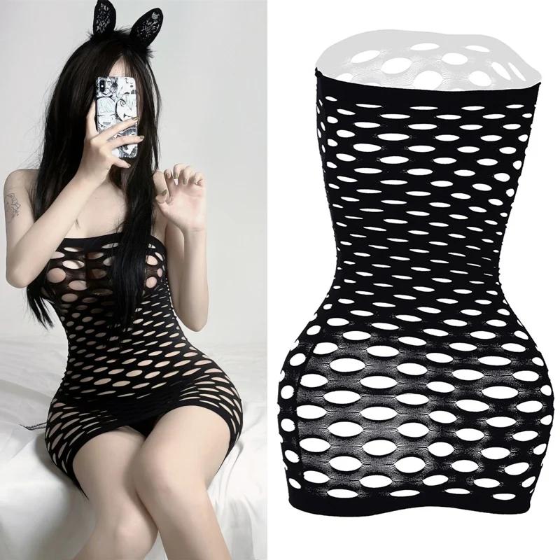 23 Styles Black Fishnet Lenceria Erotica Mujer Sexi Hollow Out Perspective Babydoll Chemise  Summer Beach Bikini Dress
