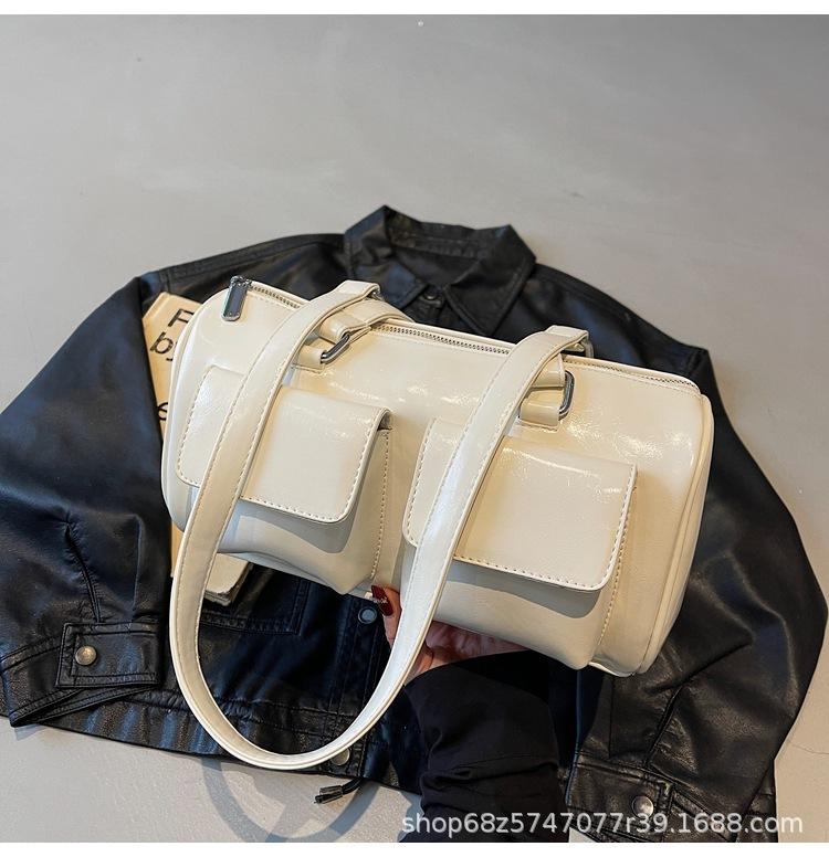 2025 New Niche Design Retro Handbag Bag Korean Version Fashion Ins Double Pocket Large Capacity Underarm Shoulder Bag