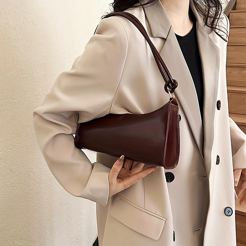 Shoulder Bag - Golden-Tone Zipper Closure & Adjustable Strap, Minimalist Tote For, Casual & Formal Events, Durable & Versatile Everyday Purse