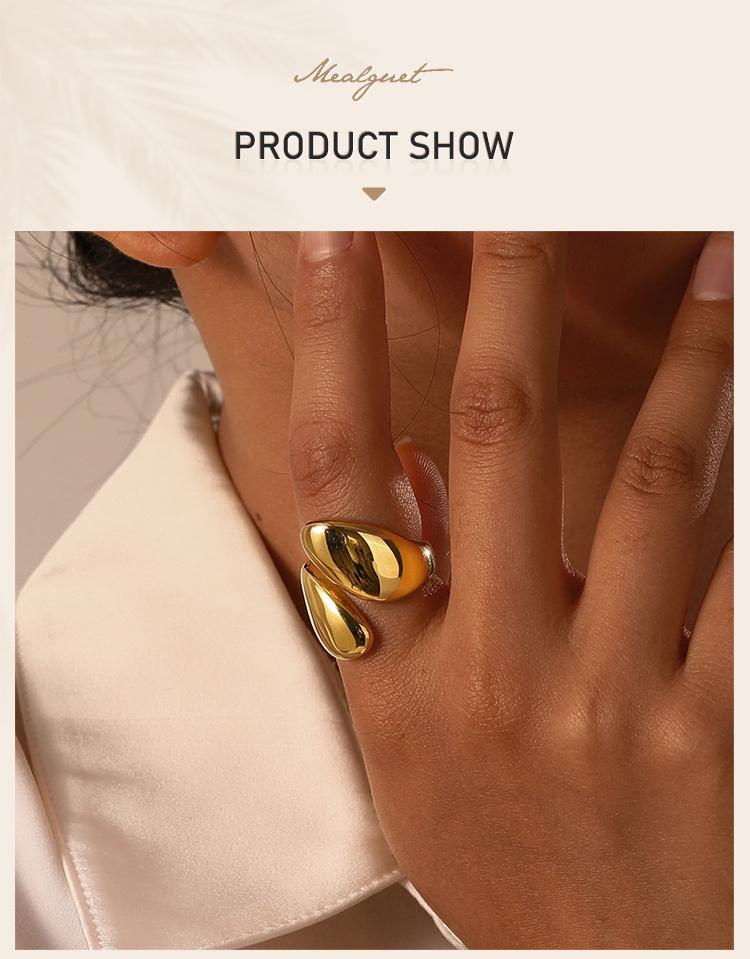 Chunky Open Twist Stackable Rings for Women, Bold Crossover Statement Ring Stainless Steel Jewelry