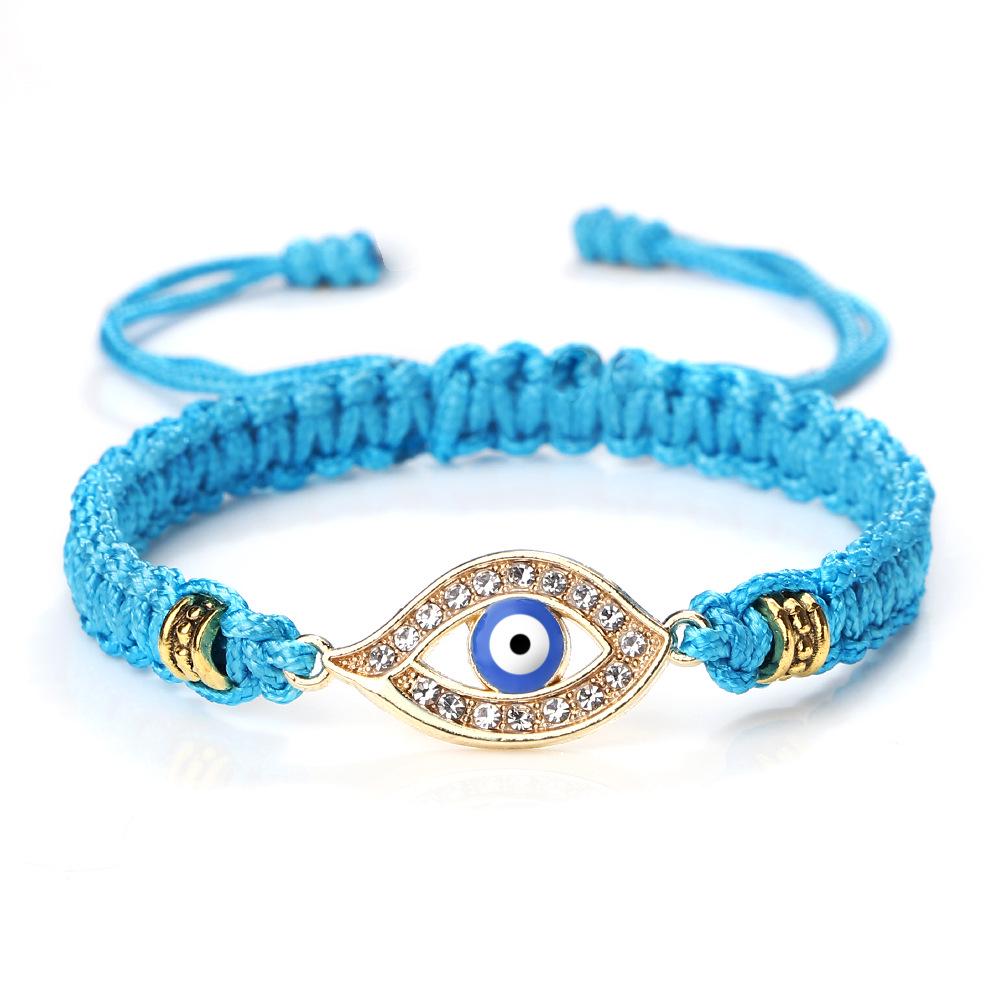 Cross-Border Alloy Bamboo Evil Eye Bracelet: Starry Eyed Woven Couple Bow Design