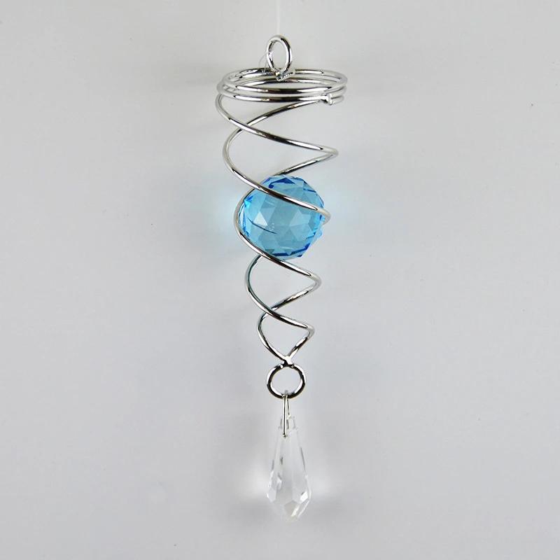 

Спиральные подвески из нержавеющей стали с подвесками в виде колокольчиков из хрустального шара, вращающиеся крючки для дома, детской комнаты, сада, двора, настенные украшения