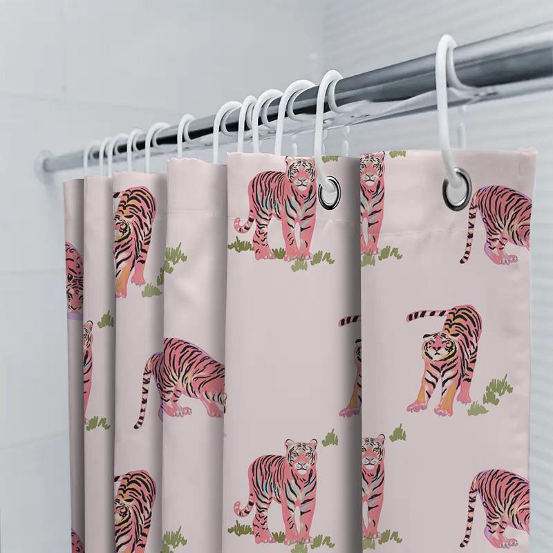 Tierprint Duschvorhang Rosa Tigerstreifen Muster Für Badezimmer Dekoration Polyesterstoff Schrumpffest Waschbar