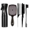 5pcs Hair Tool Set Air Cushion Hollow Comb Scalp Massage Rat Tail Comb Teasing Comb Edge Control Brush Hair Spray Bottle Salon