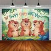 1 Capibaro Birthday Party Logo - Vibrant Polyester Backing with the Words "Happy Birthday", Birthday Party Decoration