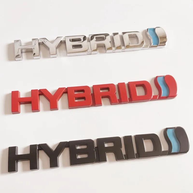 1Pc 3D Metal HYBRID Logo Side Fender Rear Trunk Emblem Badge Car Sticker Decals For  Prius Camry Crown Auris Rav4s TRD