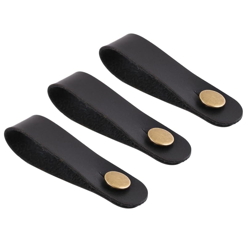 LIFKOME Guitar Neck Strap Head Black 3-Pack, Leather, Acoustic, Electric, Bass, Ukulele, Button,