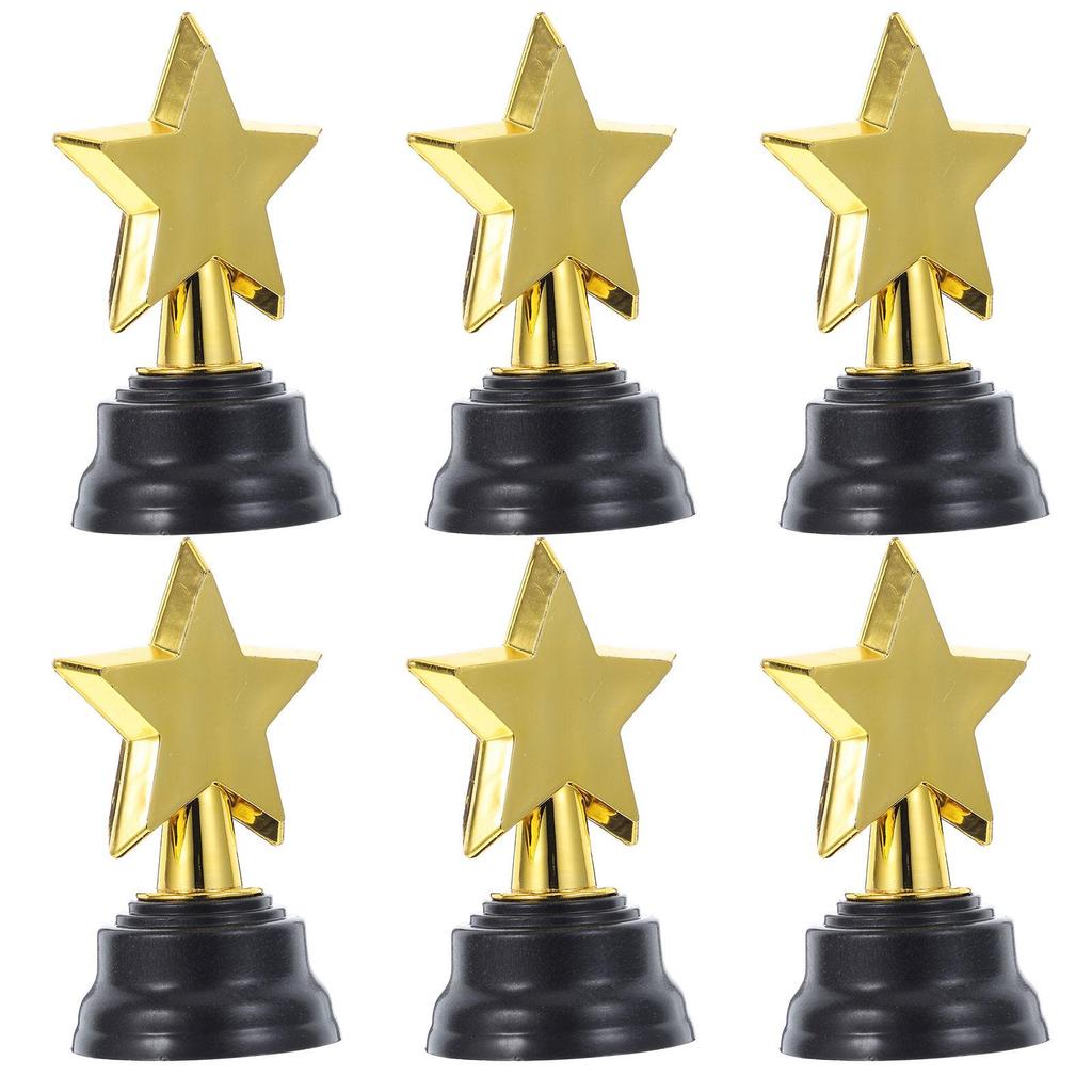 6pcs Mini Gold Star Trophies - Party Favors and Game Prizes for Kindergarten Graduations, Competitions and Rewards