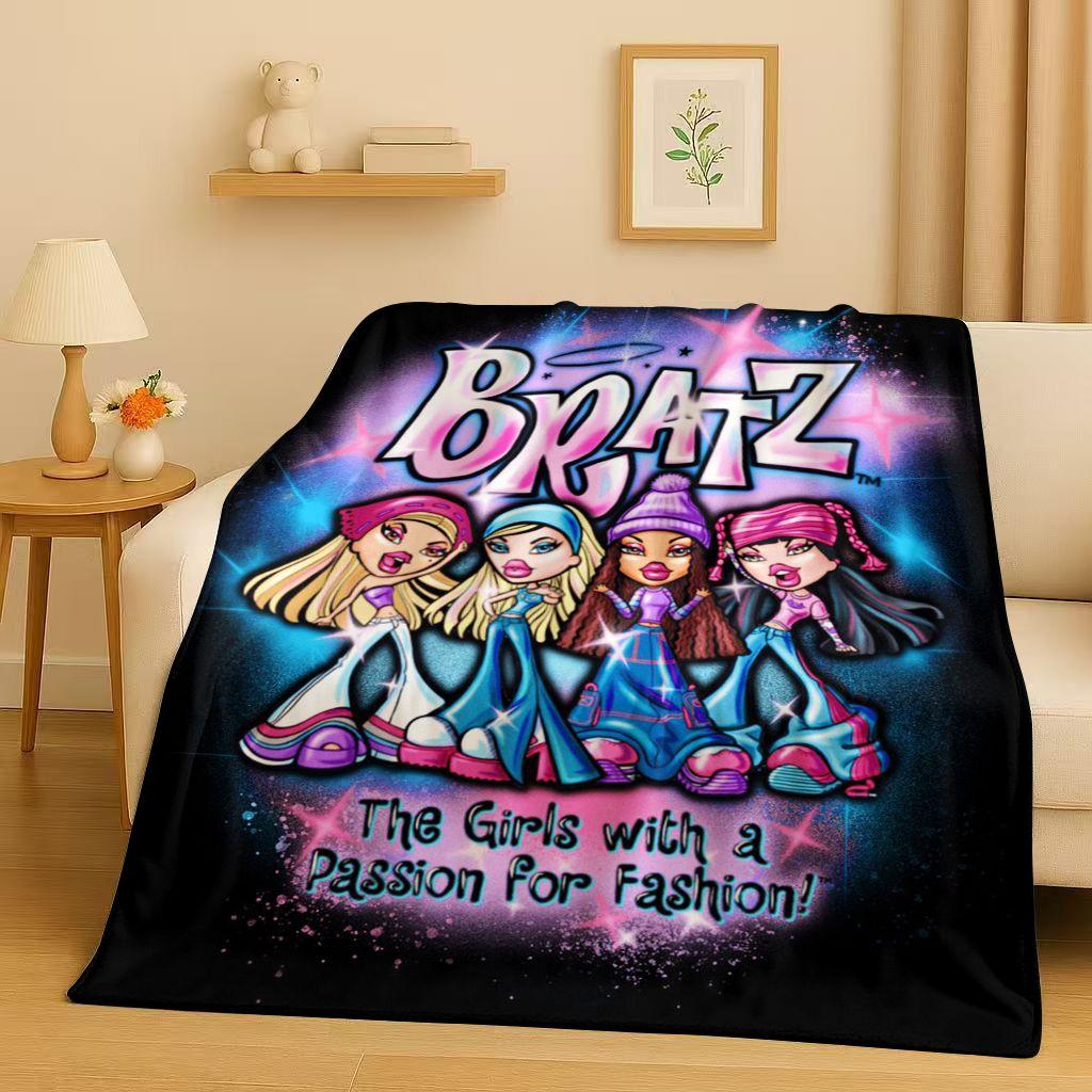 New Cartoon Bratz Doll Girl Flannel Blanket,Ultra Soft Warm Plush Throw for Home Bedroom Bed Sofa Cover Office Gift Kids Picnic