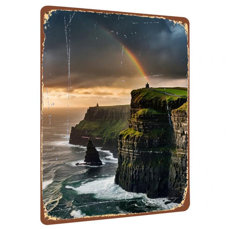 

Cliff Rainbow Metal Iron Painting Creative Home Living Room Decor European Style Landscape Wall Art For Export 20x30cm（7.8x11.8inch）