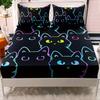 Novel Cute Cat Fitted Sheet Set Dustproof Non-slip All Season Mattress Protector Soft Breathable Bedding Set With Deep Pocket