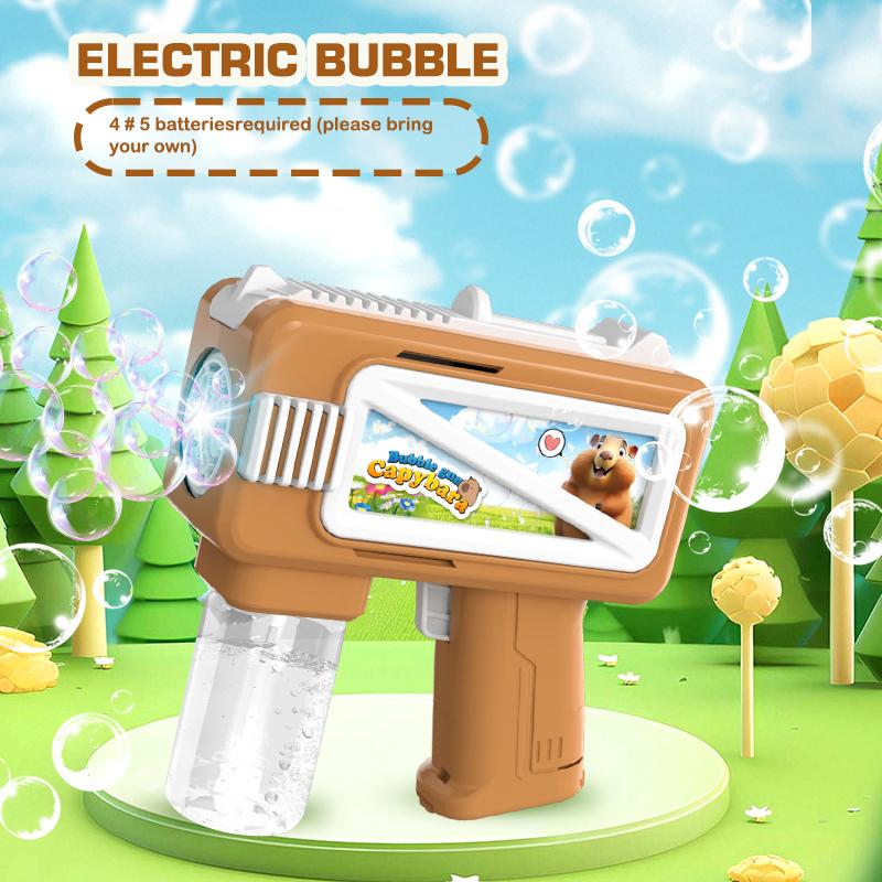 New Electric Cartoon Bubble Gun Children'S Outdoor Interactive Handheld Bubble Toy Outdoor Wedding Without Battery Bubble Water