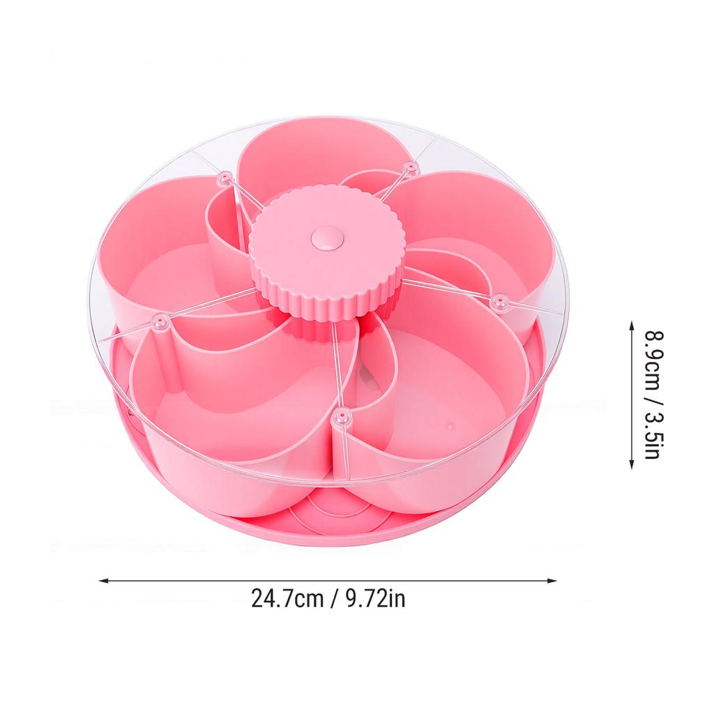 Rotating Snack Tray 5 Compartments Non Slip Base Divided Spin and Snack Serving Tray for Parties