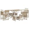 VidaXL 7-piece Beige Poly Rattan Garden Dining Set and Cushions, Outdoor Dining Set, Dining Furniture of 369013