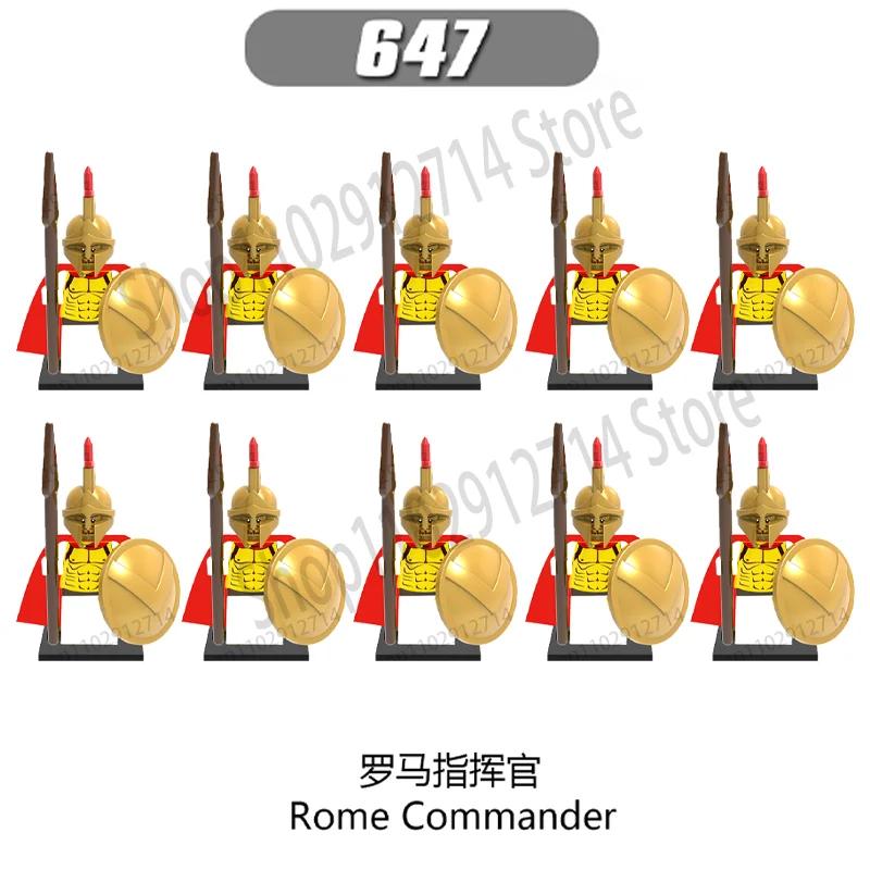 10Pcs/Set Historical Medieval Sparta Heroes Crusader Roman Soldiers Building Blocks Military Action Figures Bricks Toys For Kids