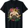 Pug Shirt Dog Pug Face Flower Pug Lovers Owners Pug Mom Dad T-Shirt