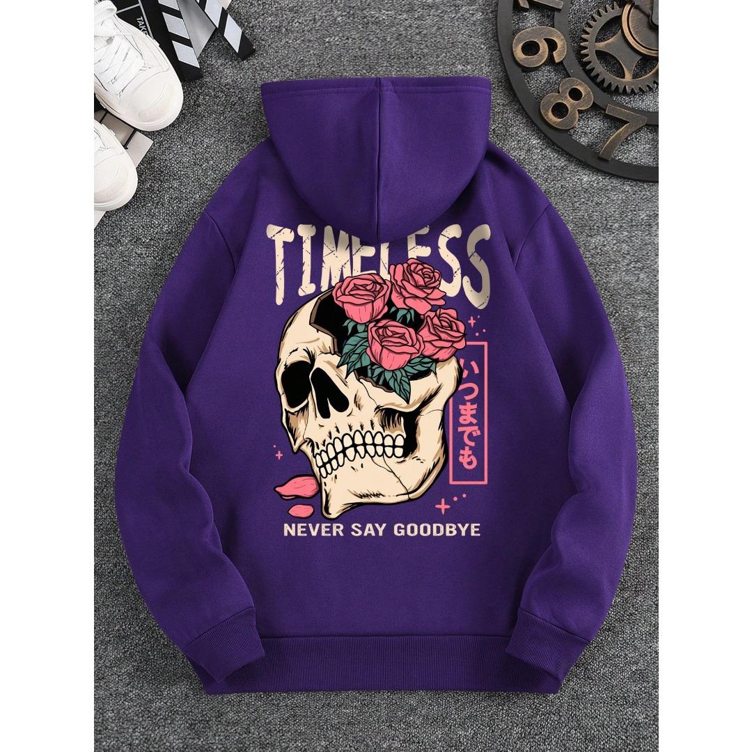 Men s Slogan and Skull Print Hoodie Versatile and Comfortable Everyday Sweatshirt 2024 Spring and Autumn Long Sleeve S-3XL S