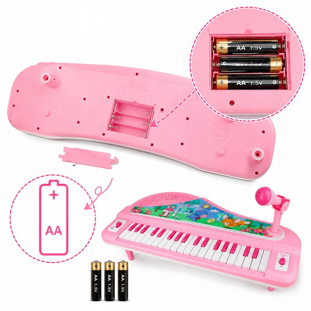 [PACZA] Tastiera mini pianoforte rosa per bambini con gambe, 37 tasti, N68