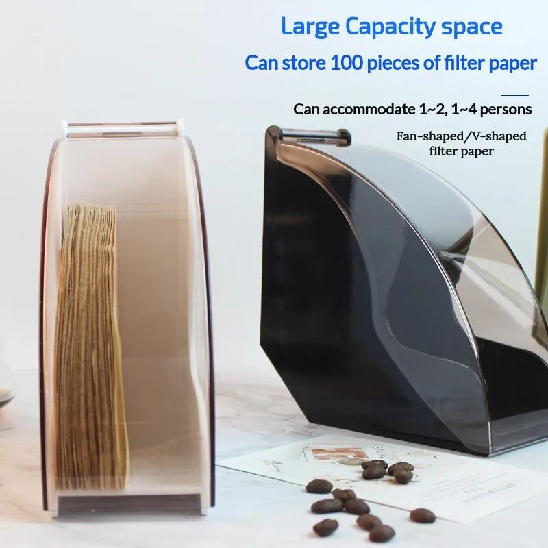 Acrylic Dustproof Filter Paper Box Coffee Filter Paper Holder Filter Paper Fan Filter Paper Dustproof Storage Box Kitchen Tools