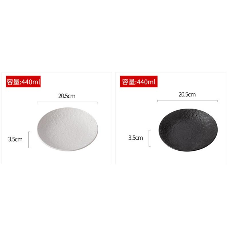 Nordic Grid Texture Ceramic Dinner Plate Round Matte Rock Pattern Cooking Plate Household Vegetable Dish Hotel Tableware Kitchen