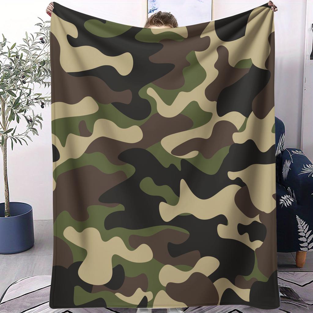 Blätter-Camouflage-Muster Flanell-bedruckte Decke geeignet für alle Jahreszeiten geeignet für Wohnzimmer Büro Sofa und Reise