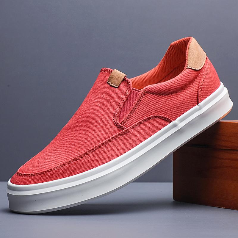 

Модная мужская классическая парусиновая повседневная ленивая обувь мокасины модные слипоны лоферы выстиранные вулканизированные плоские туфли zapatillas hombre BD24089 44 красный