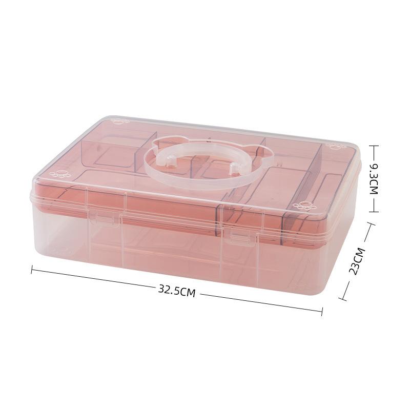 Cute Little Bear Stationery Storage Box, Student Desktop Miscellaneous Compartment Double-layer Transparent Plastic Storage Box