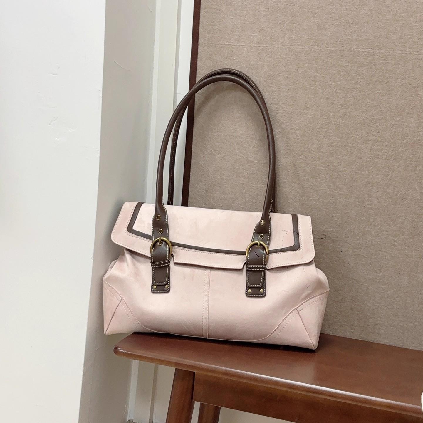 

2025 High Quality Fashionable Versatile Commuting Handbag Simple Casual Large Capacity Single Armpit Shoulder Bag for Women розовый
