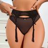 Embroidery Floral Sheer Mesh Patchwork Garter Belt With Bowknot 4 Straps Back Clasps Elastic Suspenders Sexy Lingerie Underwear
