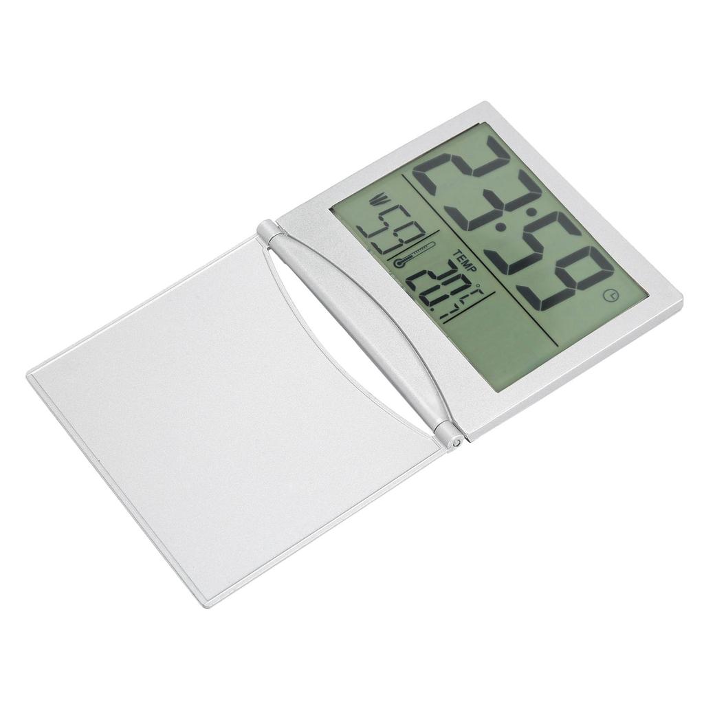 Electronic Compact Desk Alarm Clock Foldable Calendar Temperature Timer Clock for Travel