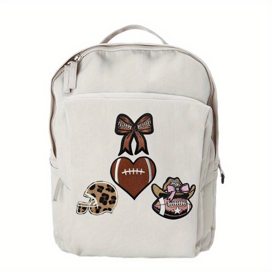 4pcs Iron On Patches Football & Heart Helmet Embroidered Patches - Perfect for Sports Fans, Ideal for Clothing, Jeans, Backpacks & Hats Bag