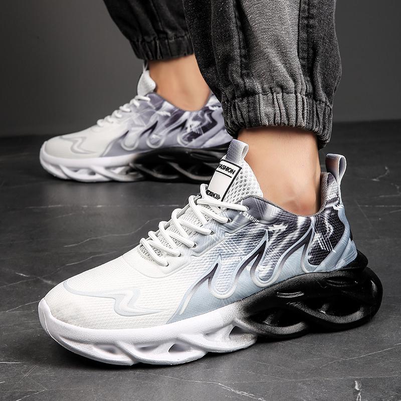 New Unisex Running Shoes Men Women Lightweight Mesh Breathable Plush Comfort Flat Soft Tennis Shoes Summertime Lace-Up Athletic Shoes Man