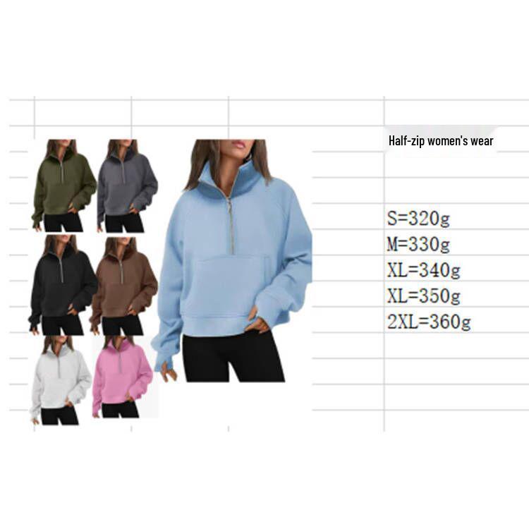 Women's Raglan Sleeve Fleece Loose Coat - Half-Zip Stand Collar Sweatshirt for Autumn and Winter